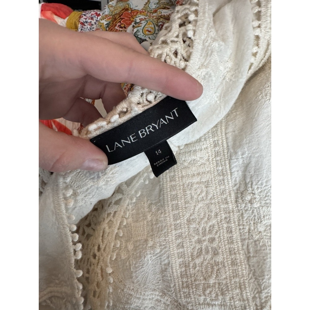Lane Bryant Crochet Lace Top 14 Boho Cottagecore Romantic Festival Spring - Picture 8 of 9